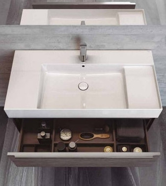 Roca Inspira Square FineCeramic mosdó 100x49 cm integrált pakolófelülettel, fehér A32752A000