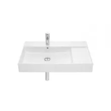  Roca Inspira Square FineCeramic balos mosdó 80x49 cm pakolófelülettel, fehér A32752B000