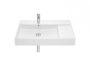 Roca Inspira Square FineCeramic balos mosdó 80x49 cm pakolófelülettel, fehér A32752B000