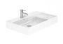 Roca Inspira Square FineCeramic balos mosdó 80x49 cm pakolófelülettel, fehér A32752B000