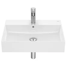   Roca Inspira Square FineCeramic mosdó 60x49 cm nyitott csaplyukkal és rögzítővel, fehér A32752C000