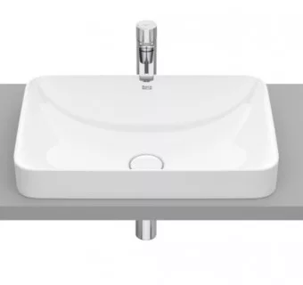 Roca Inspira Square pultba építhető FineCeramic mosdó 55x37 cm csapfurat és túlfolyó nélkül, fehér A327534000
