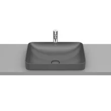   Roca Inspira Square pultba építhető FineCeramic mosdó 55x37 cm csapfurat és túlfolyó nélkül, Onyx színű A327534640