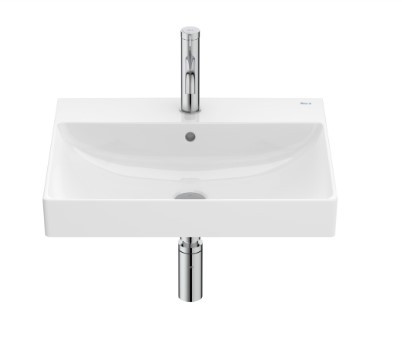 Roca Ona FineCeramic mosdó 55x46 cm csaplyukkal és túlfolyóval, fehér A327685000