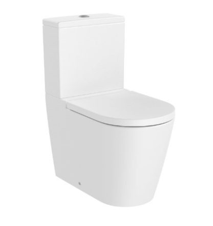 Roca Inspira Round falra tolható Rimless WC csésze 64,5x37,5 cm vario kifolyással, matt fehér A342526620