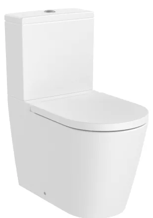 Roca Inspira Round falra tolható Rimless WC csésze 64,5x37,5 cm vario kifolyással, matt fehér A342526620