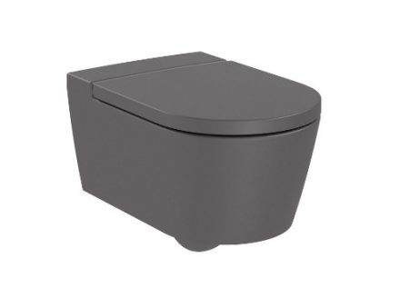 Roca Inspira Round fali WC csésze 56x37 cm Rimless onyx szín A346527640
