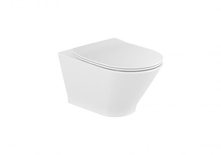 Roca The Gap Round mélyöblítésű Rimless fali WC 35x54 cm, Soft-Close vékony ülőkével csomagban, fehér A34H0N5001