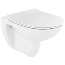   Roca Debba Round függesztett perem nélküli fali WC csésze 35,5x54 cm, Soft Close vékony ülőkével, fehér A34H992000