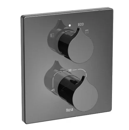 Roca Insignia falba építhető 2 fogyasztós termosztátos csaptelep Evershine bevonattal Titánium Fekete A5A0C3ACN0