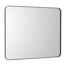   Roca Luna szögletes fürdőszobai tükör 100x80 cm LED világítással, matt fekete kerettel A812423000