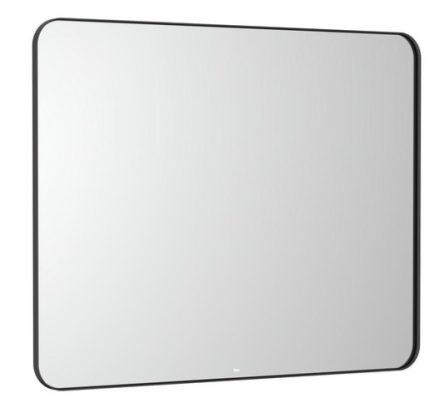 Roca Luna szögletes fürdőszobai tükör 100x80 cm LED világítással, matt fekete kerettel A812423000