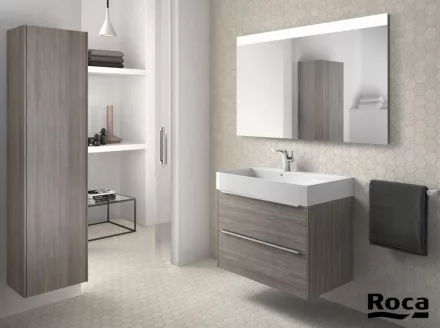 Roca Inspira alsószekrény mosdóval 80x50, texturált városi tölgy A851076402