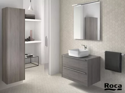 Roca Inspira alsószekrény mosdótálakhoz 80x50, texturált városi tölgy A851080402