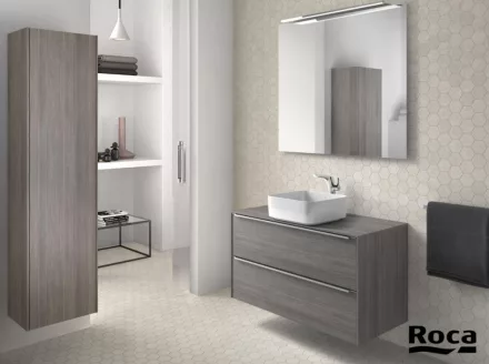 Roca Inspira alsószekrény mosdótálakhoz 100x50, texturált városi tölgy A851081402
