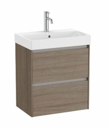 Roca Ona 2 fiókos kompakt alsószekrény 55x36x64,5 FineCeramic mosdóval Sötét szil A851683511