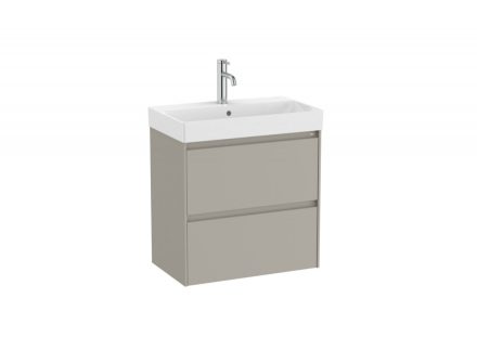 Roca Ona 2 fiókos kompakt alsószekrény 60x36x64,5 cm FineCeramic mosdóval, homokszürke A851684510