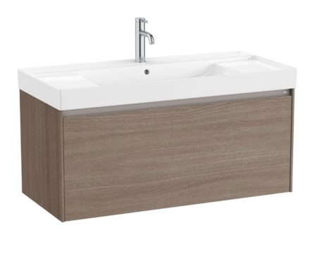 Roca Ona fiókos alsószekrény kerámia mosdóval 100x46 cm, sötét szil A851686511