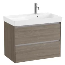   Roca Ona két fiókos alsószekrény 80x46x64,5 cm jobbos kerámia mosdóval, sötét szil A851690511