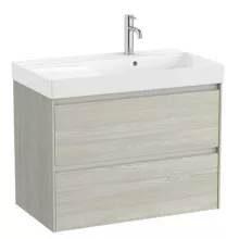   Roca Ona két fiókos alsószekrény 80x46x64,5 cm jobbos kerámia mosdóval, világos tölgy A851690512