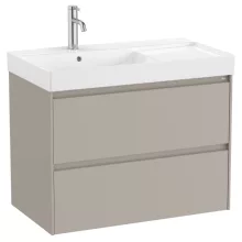   Roca Ona két fiókos alsószekrény 80x46x64,5 cm balos kerámia mosdóval, homokszürke A851692510