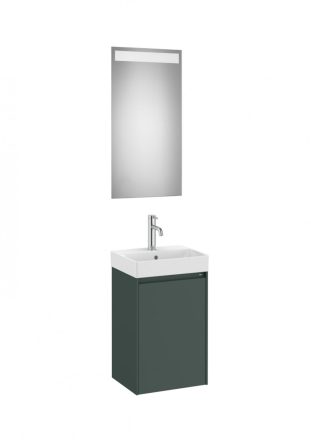 Roca Ona Pack mosdószekrény mosdóval és tükör LED világítással matt zöld A851695513