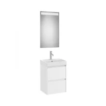   Roca Ona Pack 2 fiókos mosdószekrény mosdóval 45x36 tükör LED világítással matt fehér A851697509