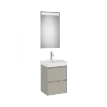   Roca Ona Pack 2 fiókos mosdószekrény mosdóval 45x36 tükör LED világítással, homokszürke A851697510