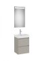 Roca Ona Pack 2 fiókos mosdószekrény mosdóval 45x36 tükör LED világítással, homokszürke A851697510