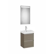   Roca Ona Pack 2 fiókos mosdószekrény mosdóval 45x36 tükör LED világítással sötét szil A851697511