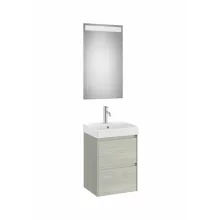   Roca Ona Pack 2 fiókos mosdószekrény mosdóval 45x36 tükör LED világítással Világos Tölgy A851697512
