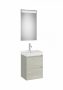 Roca Ona Pack 2 fiókos mosdószekrény mosdóval 45x36 tükör LED világítással Világos Tölgy A851697512