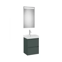   Roca Ona Pack 2 fiókos mosdószekrény mosdóval 45x36 tükör LED világítással Matt Zöld A851697513
