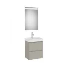   Roca Ona Pack 2 fiókos mosdószekrény mosdóval 50x36 tükör LED világítással, homokszürke A851698510