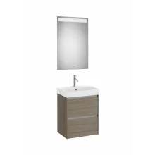   Roca Ona Pack 2 fiókos mosdószekrény mosdóval 50x36 tükör LED világítással Sötét szil A851698511