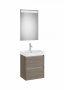 Roca Ona Pack 2 fiókos mosdószekrény mosdóval 50x36 tükör LED világítással Sötét szil A851698511