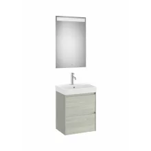   Roca Ona Pack 2 fiókos mosdószekrény mosdóval 50x36 tükör LED világítással Világos Tölgy A851698512