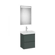   Roca Ona Pack 2 fiókos mosdószekrény mosdóval 50x36 tükör LED világítással Matt Zöld A851698513