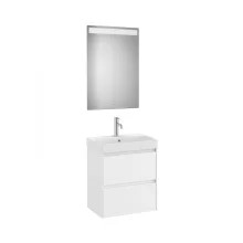   Roca Ona Pack 2 fiókos mosdószekrény mosdóval 55x36 tükör LED világítással Matt Fehér A851699509
