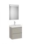 Roca Ona Pack 2 fiókos mosdószekrény mosdóval 55x36 tükör LED világítással, homokszürke A851699510