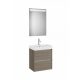 Roca Ona Pack 2 fiókos mosdószekrény mosdóval 55x36 tükör LED világítással Sötét szil A851699511
