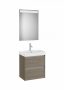 Roca Ona Pack 2 fiókos mosdószekrény mosdóval 55x36 tükör LED világítással Sötét szil A851699511