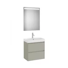   Roca Ona Pack 2 fiókos kompakt alsószekrény mosdóval 60x36 tükör LED világítással, homokszürke A851700510