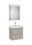 Roca Ona Pack 2 fiókos kompakt alsószekrény mosdóval 60x36 tükör LED világítással, homokszürke A851700510