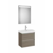   Roca Ona Pack 2 fiókos kompakt alsószekrény mosdóval 60x36 tükör LED világítással Sötét szil A851700511