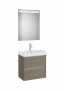Roca Ona Pack 2 fiókos kompakt alsószekrény mosdóval 60x36 tükör LED világítással Sötét szil A851700511