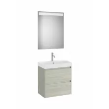   Roca Ona Pack 2 fiókos kompakt alsószekrény mosdóval 60x36 tükör LED világítással Világos Tölgy A851700512