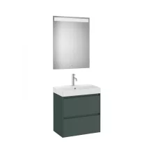   Roca Ona Pack 2 fiókos kompakt alsószekrény mosdóval 60x36 tükör LED világítással Matt Zöld A851700513