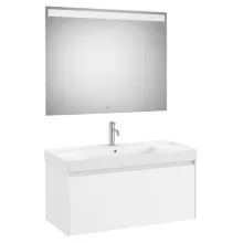   Roca Ona 1 fiókos mosdószekrény 100x46x50,5 cm kerámia mosdóval és tükör LED világítással, matt fehér A851702509