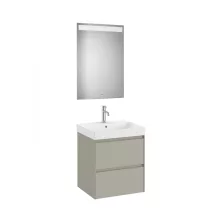   Roca Ona Pack 2 fiókos alsószekrény mosdóval 55x46 tükör LED világítással, homokszürke A851703510
